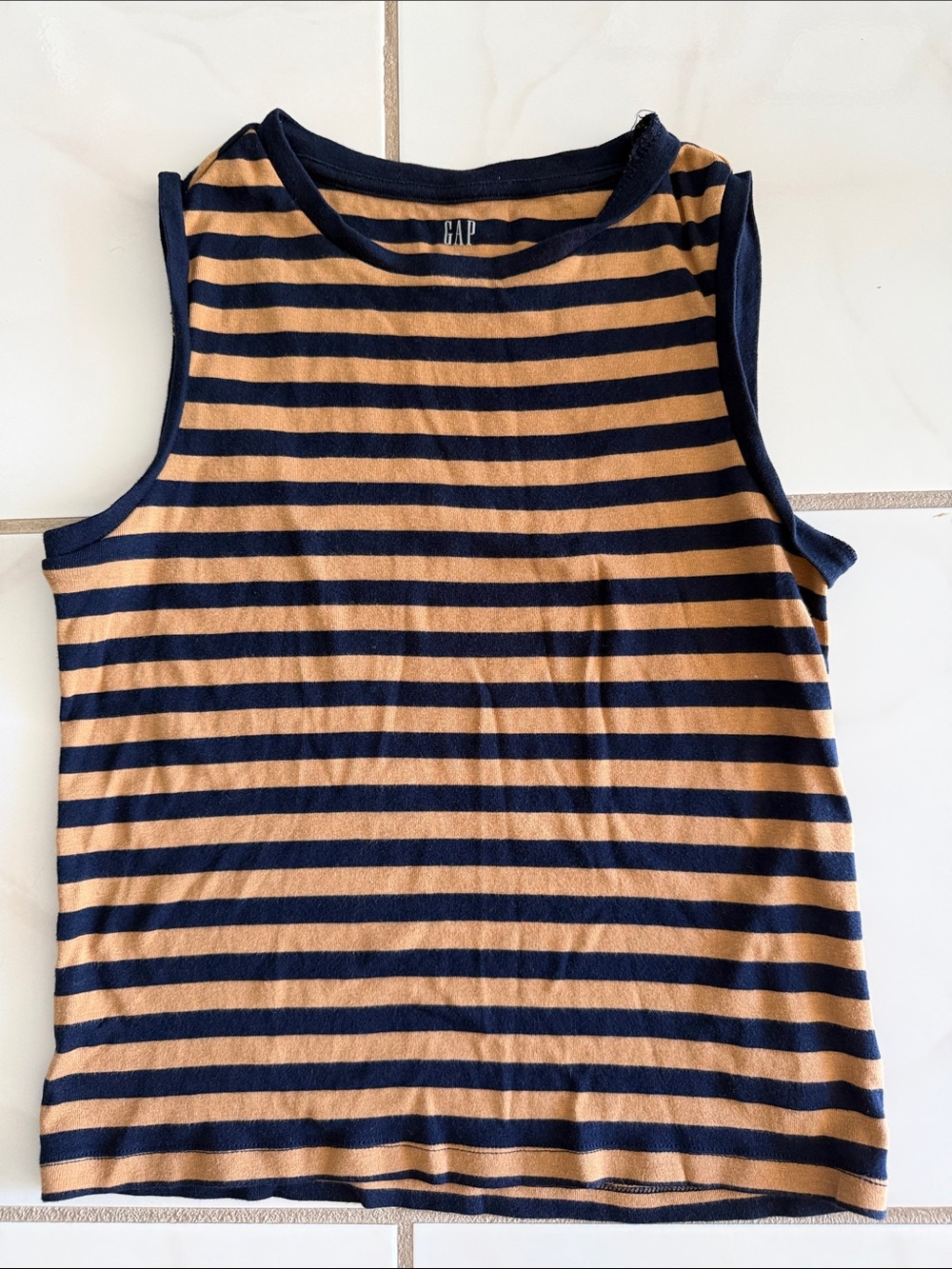 GAP Navy & Tan Striped Sleeveless Tee
